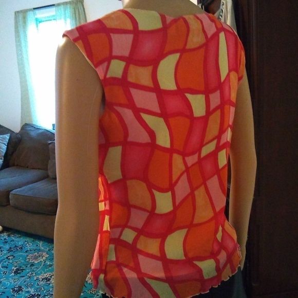 Axcess shirt Bright Orange Pink Yellow Size Medium - Picture 7 of 7